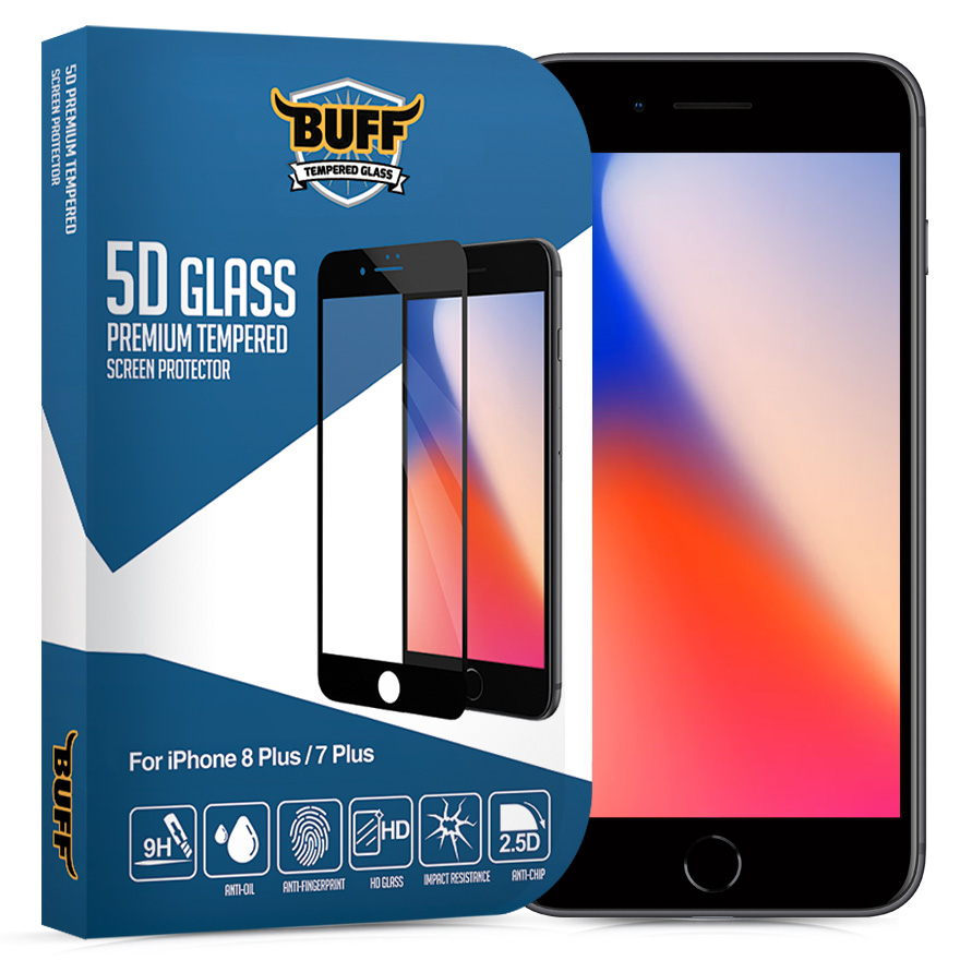 Buff iPhone 8 Plus / 7 Plus 5D Glass Ekran Koruyucu Black Türkiye Official Store
