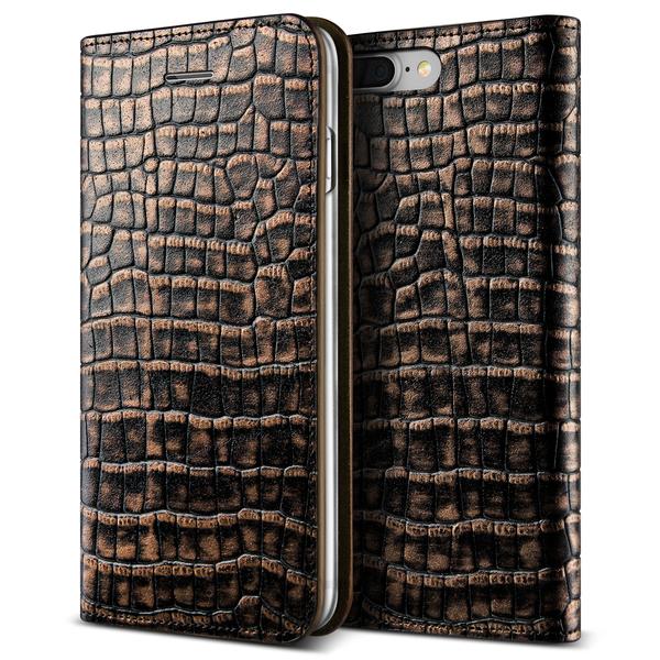 VRS Design iPhone 7 Plus Genuine Croco Diary Series Dark Gold Verus Kılıf