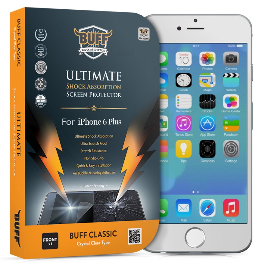 BUFF iPhone 6 Plus/6S Plus Darbe EmiciFilm Kırılmaz ekranlar için tpu jelatin